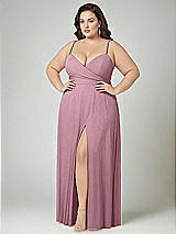 Alt View 2 Thumbnail - Dusty Pink Adjustable Strap Wrap Bodice Maxi Dress with Front Slit 