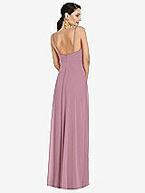 Rear View Thumbnail - Dusty Pink Adjustable Strap Wrap Bodice Maxi Dress with Front Slit 