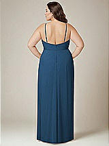Alt View 3 Thumbnail - Dusk Blue Adjustable Strap Wrap Bodice Maxi Dress with Front Slit 