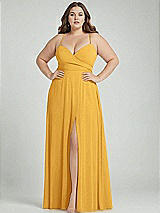 Alt View 1 Thumbnail - NYC Yellow Adjustable Strap Wrap Bodice Maxi Dress with Front Slit 