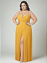 Alt View 2 Thumbnail - NYC Yellow Adjustable Strap Wrap Bodice Maxi Dress with Front Slit 