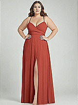 Alt View 1 Thumbnail - Amber Sunset Adjustable Strap Wrap Bodice Maxi Dress with Front Slit 