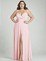 Alt View 1 Thumbnail - Ballet Pink Adjustable Strap Wrap Bodice Maxi Dress with Front Slit 