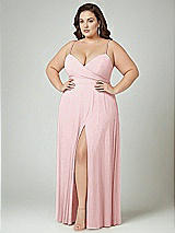 Alt View 2 Thumbnail - Ballet Pink Adjustable Strap Wrap Bodice Maxi Dress with Front Slit 
