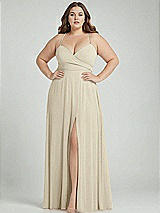 Alt View 1 Thumbnail - Champagne Adjustable Strap Wrap Bodice Maxi Dress with Front Slit 