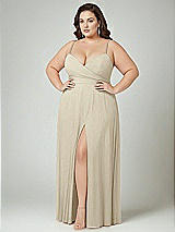 Alt View 2 Thumbnail - Champagne Adjustable Strap Wrap Bodice Maxi Dress with Front Slit 