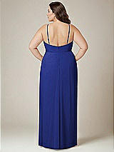 Alt View 3 Thumbnail - Cobalt Blue Adjustable Strap Wrap Bodice Maxi Dress with Front Slit 