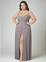 Alt View 2 Thumbnail - Cashmere Gray Adjustable Strap Wrap Bodice Maxi Dress with Front Slit 