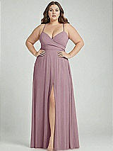 Alt View 1 Thumbnail - Dusty Rose Adjustable Strap Wrap Bodice Maxi Dress with Front Slit 