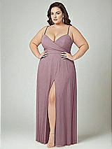 Alt View 2 Thumbnail - Dusty Rose Adjustable Strap Wrap Bodice Maxi Dress with Front Slit 