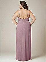 Alt View 3 Thumbnail - Dusty Rose Adjustable Strap Wrap Bodice Maxi Dress with Front Slit 