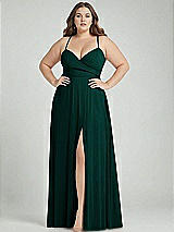 Alt View 1 Thumbnail - Evergreen Adjustable Strap Wrap Bodice Maxi Dress with Front Slit 