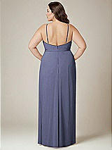 Alt View 3 Thumbnail - French Blue Adjustable Strap Wrap Bodice Maxi Dress with Front Slit 