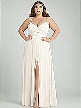 Alt View 1 Thumbnail - Ivory Adjustable Strap Wrap Bodice Maxi Dress with Front Slit 