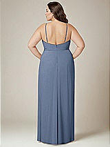 Alt View 3 Thumbnail - Larkspur Blue Adjustable Strap Wrap Bodice Maxi Dress with Front Slit 