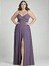 Alt View 1 Thumbnail - Lavender Adjustable Strap Wrap Bodice Maxi Dress with Front Slit 