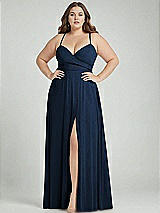 Alt View 1 Thumbnail - Midnight Navy Adjustable Strap Wrap Bodice Maxi Dress with Front Slit 
