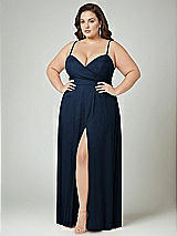 Alt View 2 Thumbnail - Midnight Navy Adjustable Strap Wrap Bodice Maxi Dress with Front Slit 