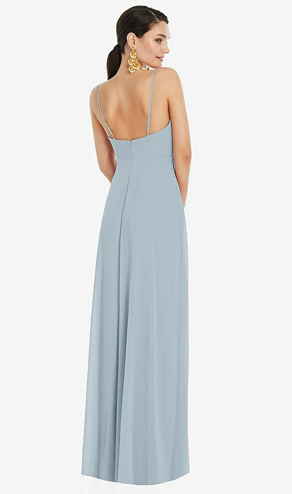Back View - Mist Adjustable Strap Wrap Bodice Maxi Dress with Front Slit 