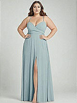 Alt View 1 Thumbnail - Morning Sky Adjustable Strap Wrap Bodice Maxi Dress with Front Slit 
