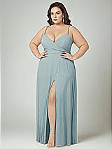 Alt View 2 Thumbnail - Morning Sky Adjustable Strap Wrap Bodice Maxi Dress with Front Slit 