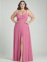 Alt View 1 Thumbnail - Orchid Pink Adjustable Strap Wrap Bodice Maxi Dress with Front Slit 