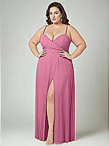 Alt View 2 Thumbnail - Orchid Pink Adjustable Strap Wrap Bodice Maxi Dress with Front Slit 