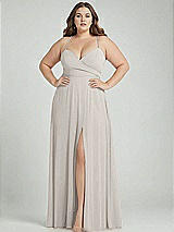 Alt View 1 Thumbnail - Oyster Adjustable Strap Wrap Bodice Maxi Dress with Front Slit 