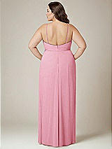 Alt View 3 Thumbnail - Peony Pink Adjustable Strap Wrap Bodice Maxi Dress with Front Slit 
