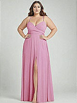 Alt View 1 Thumbnail - Powder Pink Adjustable Strap Wrap Bodice Maxi Dress with Front Slit 