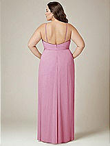 Alt View 3 Thumbnail - Powder Pink Adjustable Strap Wrap Bodice Maxi Dress with Front Slit 