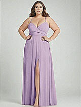 Alt View 1 Thumbnail - Pale Purple Adjustable Strap Wrap Bodice Maxi Dress with Front Slit 