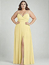 Alt View 1 Thumbnail - Pale Yellow Adjustable Strap Wrap Bodice Maxi Dress with Front Slit 