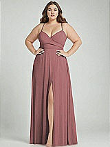Alt View 1 Thumbnail - Rosewood Adjustable Strap Wrap Bodice Maxi Dress with Front Slit 