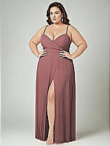 Alt View 2 Thumbnail - Rosewood Adjustable Strap Wrap Bodice Maxi Dress with Front Slit 