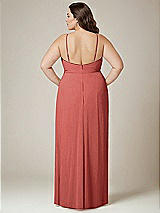 Alt View 3 Thumbnail - Coral Pink Adjustable Strap Wrap Bodice Maxi Dress with Front Slit 