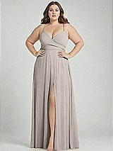 Alt View 1 Thumbnail - Taupe Adjustable Strap Wrap Bodice Maxi Dress with Front Slit 