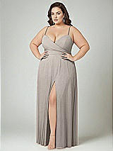 Alt View 2 Thumbnail - Taupe Adjustable Strap Wrap Bodice Maxi Dress with Front Slit 