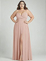 Alt View 1 Thumbnail - Toasted Sugar Adjustable Strap Wrap Bodice Maxi Dress with Front Slit 