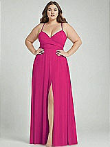 Alt View 1 Thumbnail - Think Pink Adjustable Strap Wrap Bodice Maxi Dress with Front Slit 
