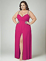 Alt View 2 Thumbnail - Think Pink Adjustable Strap Wrap Bodice Maxi Dress with Front Slit 