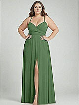 Alt View 1 Thumbnail - Vineyard Green Adjustable Strap Wrap Bodice Maxi Dress with Front Slit 