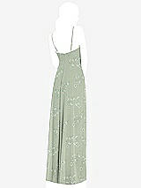 Rear View Thumbnail - Vintage Primrose Sage Adjustable Strap Wrap Bodice Maxi Dress with Front Slit 