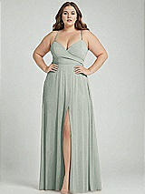 Alt View 1 Thumbnail - Willow Green Adjustable Strap Wrap Bodice Maxi Dress with Front Slit 
