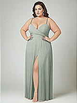 Alt View 2 Thumbnail - Willow Green Adjustable Strap Wrap Bodice Maxi Dress with Front Slit 