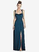 Front View Thumbnail - Atlantic Blue Tie Shoulder A-Line Maxi Dress