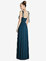 Rear View Thumbnail - Atlantic Blue Tie Shoulder A-Line Maxi Dress