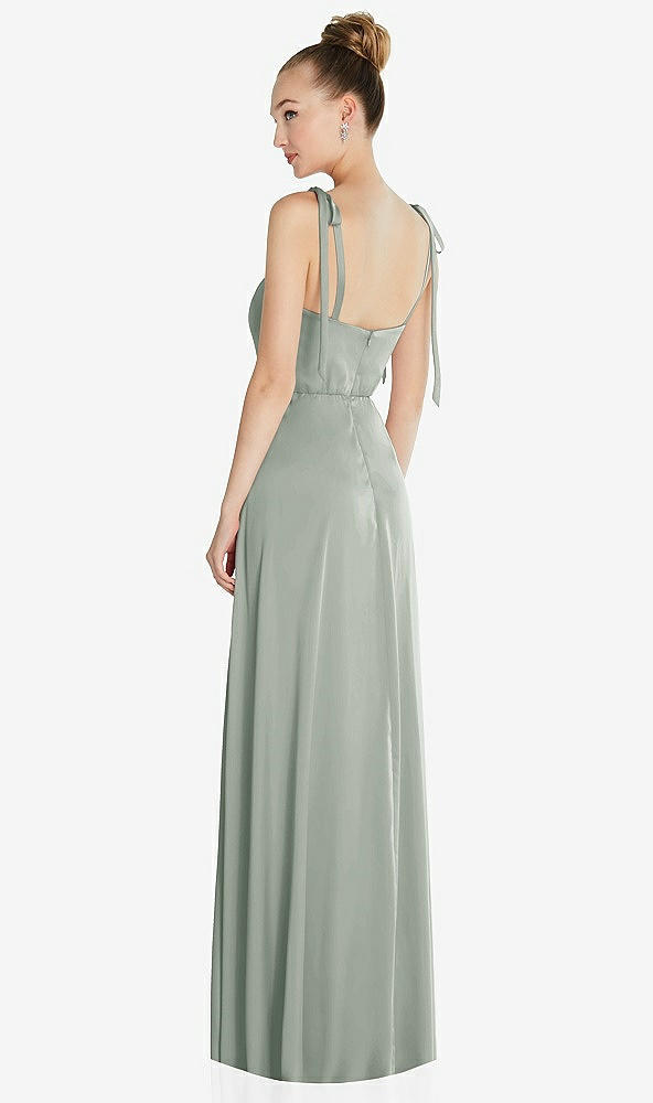 Back View - Willow Green Tie Shoulder A-Line Maxi Dress