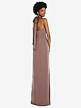 Alt View 1 Thumbnail - Sienna Draped Satin Grecian Column Gown with Convertible Straps