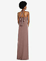 Rear View Thumbnail - Sienna Draped Satin Grecian Column Gown with Convertible Straps